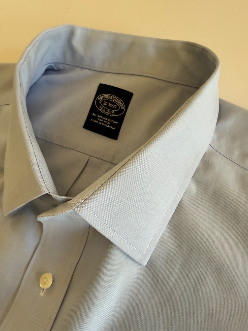 Brooks Brothers Men’s Blue Supima Cotton Dress Shirt 20 36/37 Non-Iron